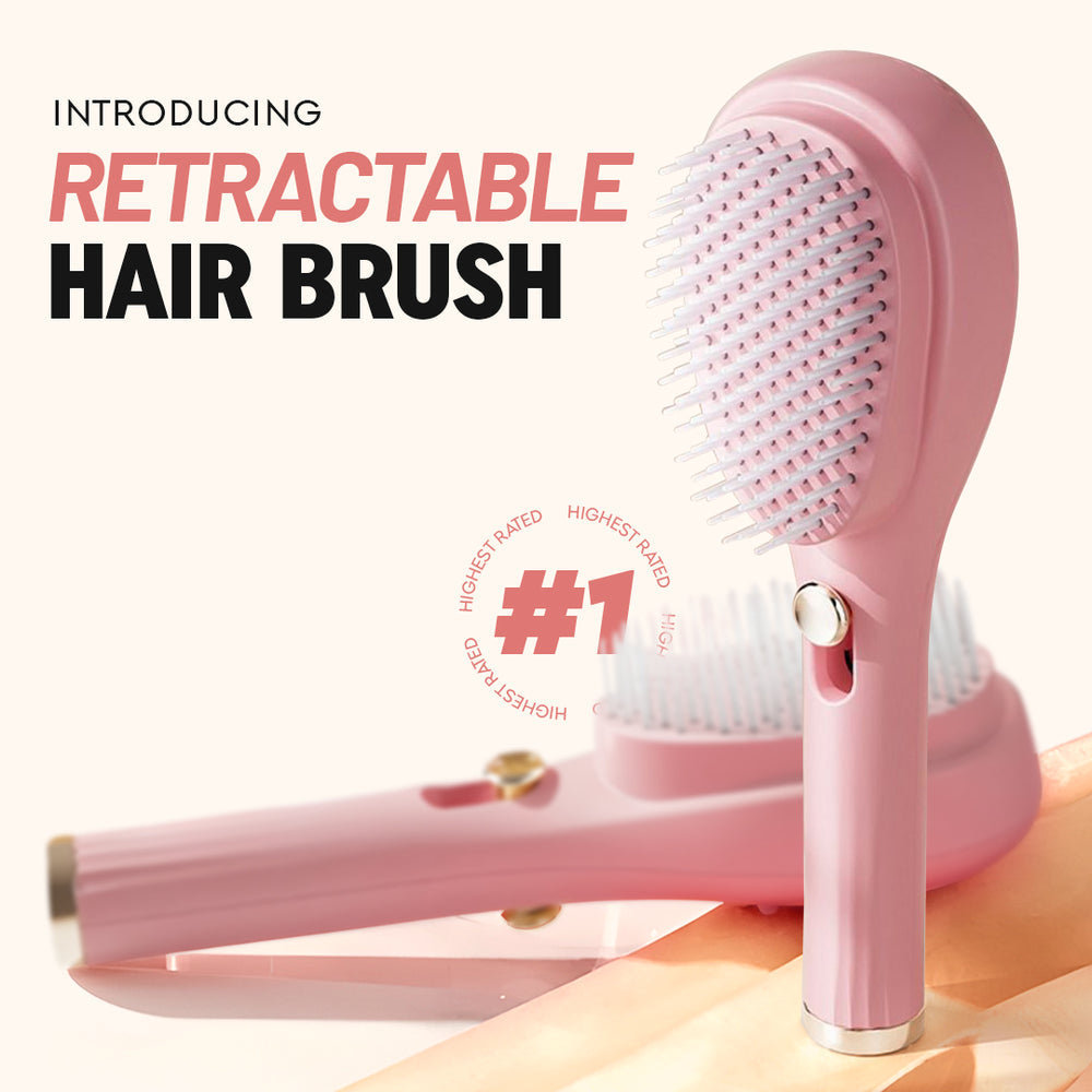 Self-Cleaning Hair Brush for Women & Men – Anti-Hair Wrap, Detangling Brush with Push Button for All Hair Types