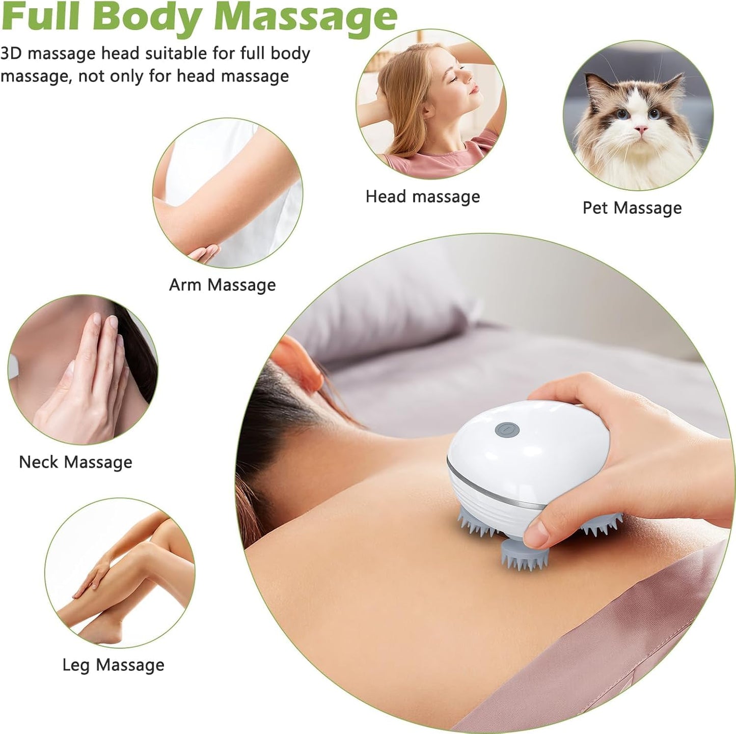 Scalp Massager, Rechargeable Electric Head Kneading Massager