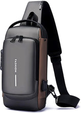 Anti theft Crossbody Sling Bag, Waterproof Chest Daypack with USB Charging, Shoulder Backpack for Men Women