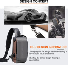 Anti theft Crossbody Sling Bag, Waterproof Chest Daypack with USB Charging, Shoulder Backpack for Men Women