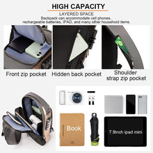 Anti theft Crossbody Sling Bag, Waterproof Chest Daypack with USB Charging, Shoulder Backpack for Men Women