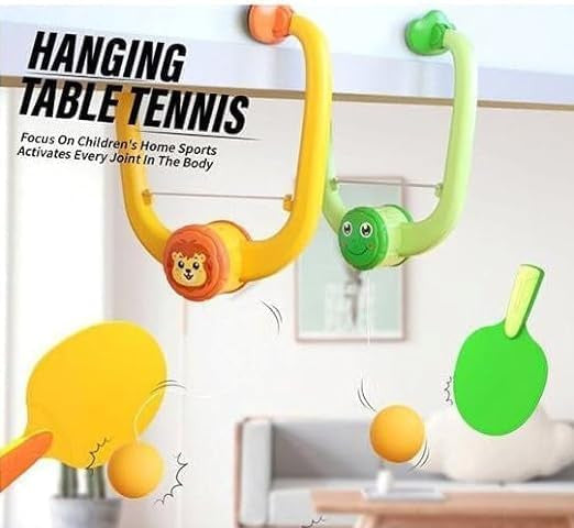 Hanging Table Tennis Self Training Indoor Gaming 2 Racket & 5 Practice Ball Portable - Double Sparring Hanging Toys Parent Child Interaction Indoor Toys for Kids